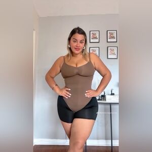 One Piece Bodyshaper Full Body Shapewear Body Sculpting Suit Brown Plus Size